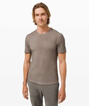 Lululemon 5 Year Basic Tee Sun Wash Mens S Brown Gray Stretch Short Sleeve